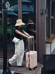 Valise à roulettes simple et tendance, nouvelle, rechargeable, avec serrure à combinaison, poignée télescopique, 4 roues, voyages d'affaires, 20 pouces - Product Image 4