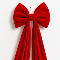 Grand nœud de Noël en velours rouge réutilisable, nœud rouge surdimensionné et doux pour couronne extérieure, porche et décoration de maison pour les fêtes