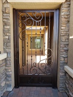 Porte de sécurité à double entrée en fer forgé antique, moderne, en acier et en verre, pour villa et manoir de luxe, entrée principale