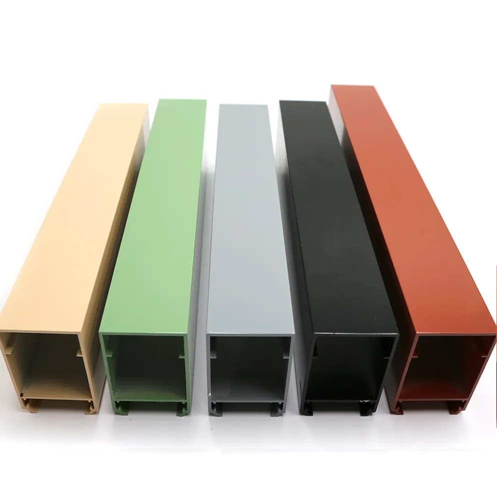China Aluminium Extrusion lieferant OEM schwarz Holz Farbe pulver beschichtet 6000 Serie Aluminium legierung Profile für Möbel