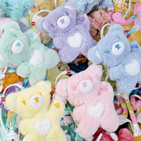Porte-clés mini ours en peluche mignon et doux de 12 cm, design dessin animé, pendentif animal en peluche moelleux Kawaii, breloque de sac