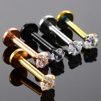 Bijou de Piercing en Acier Inoxydable avec Zircon Sertie sur Anneau Labret, Clou d'Oreille de Cartilage Tragus Hélix et Lèvre Monroe