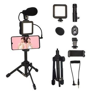 Nhà Máy Vlog Thiết Bị Studio Podcast Điện Thoại Thông Minh Video Kit Với Ghi Âm Microphone Đèn Led Cho Youtube Vlogger - Product Image 1