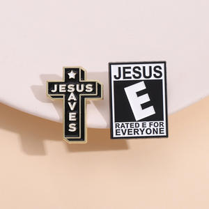 Jesus Saves Enamel <strong>Pins</strong> Custom <strong>Cross</strong> Shape Brooches Lapel Badges Gift for Kids Friends Perfect for Backpacks and Clothes - Product Image 1