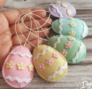 Niedliche Ostereier zum Aufhängen aus Filz, bunte Eier, Boutique-Tisch- und Baumdekorationen, wiederverwendbare Osteranhänger für Kinder - Product Image 6