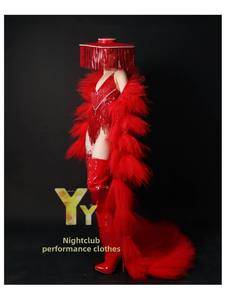 Club nocturno para mujer Bar <span class=keywords><strong>Gogo</strong></span> Girl Nochevieja Navidad Año Nuevo estilo chino rojo 100% poliéster cubo sombrero rendimiento - Product Image 2