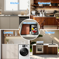 Wastafel Bawah Meja Dapur Buatan Tangan dari Baja Tahan Karat 304 Mudah Dibersihkan 23x19 inci Ukuran Dapat Disesuaikan