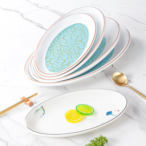 Xiangyuanmei imitation porcelain plastic <b>plates</b>, oval <b>plates</b>, commercial restaurant-specific fish <b>plates</b>, deep <b>plates</b>, <b>melamine</b> - Product Image 4