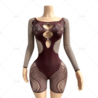 ELITES Mini robe exotique en résille à rayures pour femmes Vente en gros de vêtements de danse sexy Body Teddy Babydoll