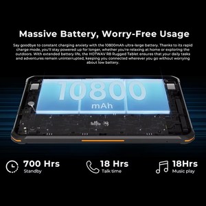 แท็บเล็ต HOTWAV R8 รุ่นทนทาน แบตเตอรี่ขนาดใหญ่ 10800mAh ระบบปฏิบัติการ Android 14 หน้าจอ HD+ ขนาด 10.1 นิ้ว แรม 4GB ความจุ 128GB - Product Image 6
