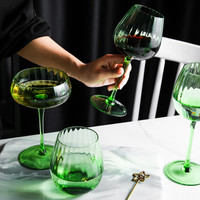 Verres à pied colorés verre gobelet vin champagne verres vert Verres à vin rouge à rayures verticales pour bar