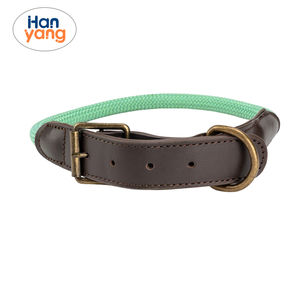 HanYang OEM Custom Durable Pets Country <strong>Dog</strong> Rope <strong>Collar</strong> Braided Cotton and <strong>Rolled</strong> <strong>Leather</strong> <strong>Dog</strong> <strong>Collar</strong> for Medium <strong>Dogs</strong> - Product Image 6