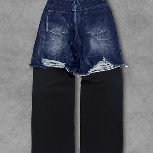 Pantalones Vaqueros de Mezclilla Cargo de Pierna Recta con Lavado Vintage, Estilo Urbano Personalizado para Hombre - Product Image 4