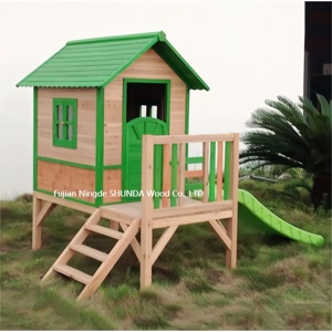 Morden sang trọng chất lượng cao tùy chỉnh ngoài trời bằng gỗ trẻ em Playhouse Vườn Nhà trẻ em không thấm nước Carton Đóng Gói màu hồng màu xanh lá cây - Product Image 6