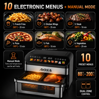 Friteuse à air numérique électrique professionnelle double zone de cuisson pour une utilisation saine à la maison et en cuisine – Vente en gros