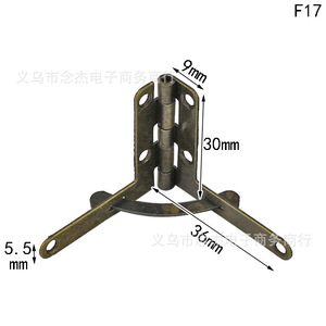 Seven Character Hinge 30x36mm Iron Surface Mount Furniture Hinge Durable Traditional Style Antique Blue/Yellow Finish 4-Hole - Product Image 3