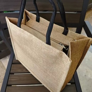 <strong>Wholesale</strong> <strong>Jute</strong> <strong>Tote</strong> <strong>Bag</strong> Customized Logo Cartoon Pattern Double Handle Reusable Eco-Friendly Beach Shopping <strong>Bag</strong> Customizable Size - Product Image 3