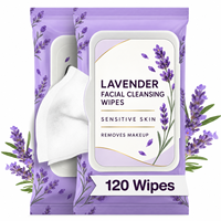 Lingettes nettoyantes pour le visage au parfum de lavande, extra douces, sans rinçage, pour le démaquillage