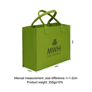 Sac fourre-tout en feutre recyclé écologique motif grenouille, personnalisable avec logo, vente en gros, directement de l'usine, pour courses et shopping - Product Image 6