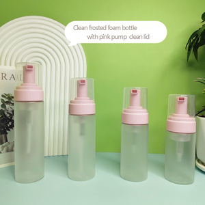 150ml Matte sạch Vai phẳng 100ml nhựa màu hồng Mousse bọt sữa rửa mặt bơm chai với bàn chải Silicone - Product Image 1