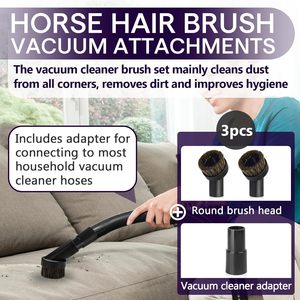 Ensemble de 3 brosses rondes en poils de cheval noirs pour <span class=keywords><strong>aspirateur</strong></span>, adaptées à la plupart des aspirateurs, taille 1 1/4 pouces - Product Image 2