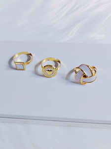 Lot <span class=keywords><strong>de</strong></span> 3 bagues ouvertes en acier inoxydable, design coquillage cœur, style varié, bijoux pour fête et usage quotidien - Product Image 2