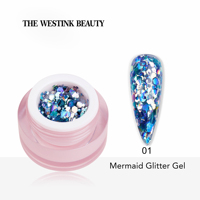 Haute qualité UV LED brillant gel pailleté nail art sirène paillettes semi-permanente marque privée uv vernis à ongles gel