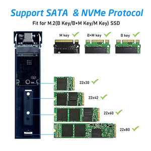 Boîtier SSD M.2 2-en-1 PCIe SATA 3.0/4.2/6.0/8.0 vers USB 3.1 en aluminium pour disques NVMe/NGFF M.2 - Product Image 3