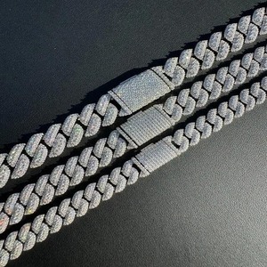 Collar de cadena cubana con diamantes de moissanita de lujo, más vendido, para hombres y mujeres, joyería de moda hip hop disponible a precio de exportación. - Product Image 3