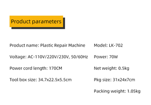 LK-702 Máquina de <span class=keywords><strong>soldar</strong></span> plástico de gran venta, kit de reparación de parachoques de coche, 400 <span class=keywords><strong>grapas</strong></span>, juego de pistola de soldadura de plástico de calentamiento rápido - Product Image 5