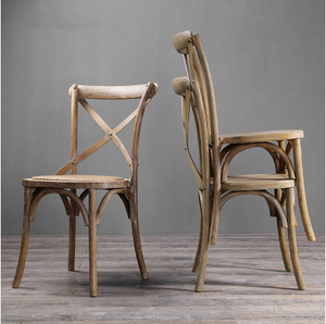 Silla <span class=keywords><strong>de</strong></span> Comedor Apilable <span class=keywords><strong>de</strong></span> <span class=keywords><strong>Madera</strong></span> <span class=keywords><strong>de</strong></span> Abedul Maciza con Diseño Antiguo <span class=keywords><strong>y</strong></span> Respaldo en Cruz para Eventos, Bodas <span class=keywords><strong>y</strong></span> Uso Doméstico - Product Image 5