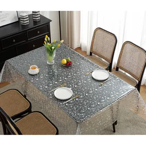Transparent Oilcloth Dinning Tablecloth Embossed Printed Tablecloth For Decorative Tablecloth
