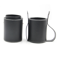 Boîte de rangement de luxe pour papeterie de bureau, fournitures de bureau multifonctionnelles, porte-stylo rond en cuir PU, conteneur à stylos détachable