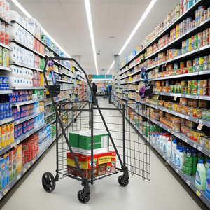 Carrito de Compras Plegable de Metal con Ruedas Giratorias de 360 Grados para Almacenamiento en la Cocina y Compras - Product Image 2