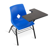 Chaise d'étudiant en plastique durable avec tablette d'écriture et panier en maille, empilable, pour la formation, l'école, la maison et le bureau - Vente en gros