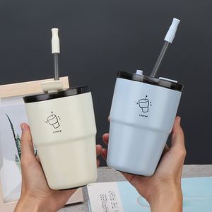 Stainless Steel Insulated Tumbler with Straw Double Wall Vacuum Travel <b>Coffee</b> Cup Cold Hot Thermal Mug for Car School Office - Product Image 5