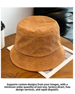 Chapeau Bob en Velours Côtelé Personnalisable avec Logo Brodé Respirant Anti-UV Style Urbain Homme Automne Hiver Chaud Petite Série - Product Image 5