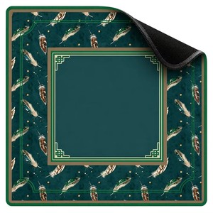 Tapete de Mahjong Acrílico Moderno con Diseño Floral de Clavel Rojo y Azul, Rejilla de Rombo Azul Claro, Personalizable, Antideslizante y con Reducción de Ruido - Product Image 3