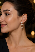 Boucles d'oreilles pendantes en forme de feuille marquise plaquées or et argent sur base cuivre, avec zircon cubique transparent, longues, pour femme, bijoux de soirée