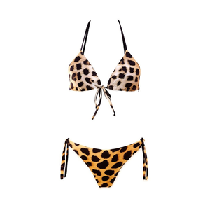 Ensemble bikini imprimé léopard HDJ grande taille, maillot de bain deux pièces pour femme avec contrôle du ventre et liens latéraux - Product Image 1