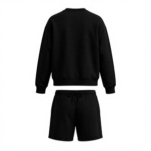 Conjunto de Sudadera y Pantalones Cortos de Felpa de Algodón de 300-470GSM, Personalizado con Logotipo Bordado en la Parte Delantera, de Invierno, de 2 Piezas, Cuello Redondo, Talla Grande - Product Image 2