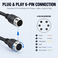 Câble d'extension de caméra IP LM-6PYCH1M 1m/3.3ft, prise aviation 6 broches, alimentation 11C + réseau 7C, cuivre sans oxygène, CCTV NVR