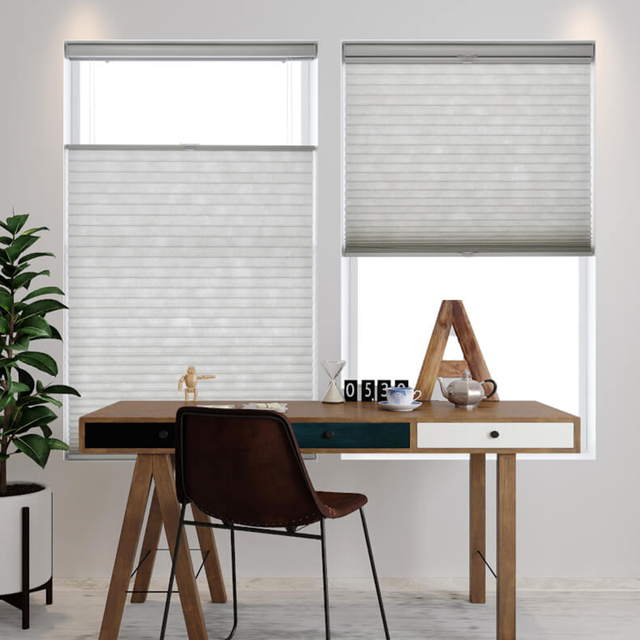 Custom Modern Plain Electric Honeycomb Window Shades Vertical Pattern Built-in Installation 100% Blackout Automatic Fireproof UV