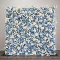 Mur de fleurs artificielles en soie de luxe personnalisé, Hortensia et Rose, pour décoration de fond de mariage, fête ou événement, ambiance romantique et rêveuse