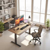 Bureau électrique réglable en hauteur de luxe moderne à double moteur, ovale, à 3 niveaux, avec fonction mémoire, cadre de bureau assis-debout électrique