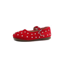 Chaussures à talons pour filles en velours style preppy, fermeture velcro, semelles souples antidérapantes ; Nouvelle collection automne 2026 pour les enfants plus âgés