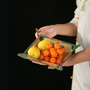Handmade <b>Bamboo</b> Woven Fruit Plate Polygon Shape Living Room Tableware Food <b>Container</b> Snack Dish Desktop Storage Bowl - Product Image 2