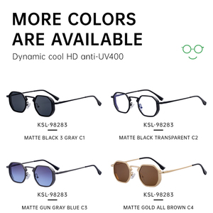 Herren Designer UV400 Sonnenbrille Custom Logo Metall Polygonal geformte Sonnenbrille mit Gold oder Grau Rahmen Trendy Styles - Product Image 4