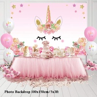 176 pièces licorne thème fête vaisselle servir 16 fournitures de fête bannière toile de fond ballons chapeaux assiettes nappe fournitures