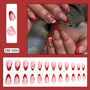 24 piezas 3D Navidad falso prensa corta en las <span class=keywords><strong>uñas</strong></span> flor hecha a mano diamantes de imitación <span class=keywords><strong>uñas</strong></span> postizas cubierta completa acrílico <span class=keywords><strong>uñas</strong></span> suministros - Product Image 6